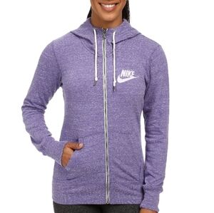 Vintage Nike Women's Heathered Lavender Full-Zip Hoodie
